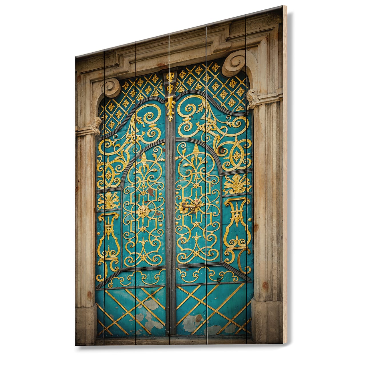 Designart - Old-European Door Vintage - Vintage Print on Natural Pine Wood